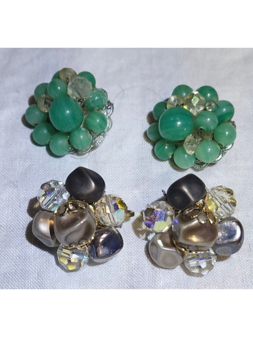Vintage MCM Clip-On Earrings Lot - 8  Lucite Glass Acrylic Beads Assorted Colors - Picture 6 of 11